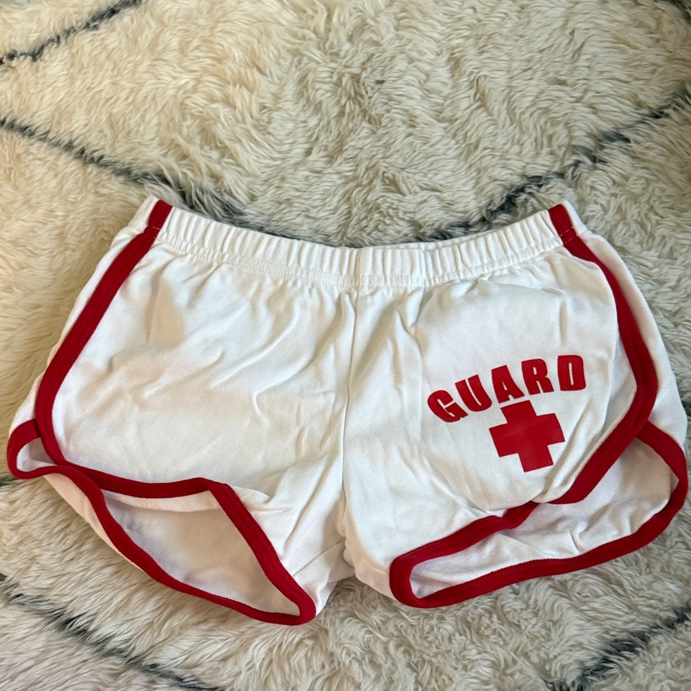 White and Red Women's Guard Shorts